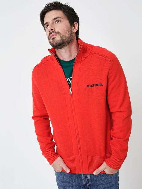 Sweater Monotipocon Cierre Rojo Tommy Hilfiger-0