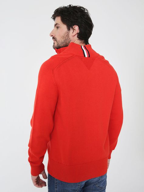 Sweater Monotipocon Cierre Rojo Tommy Hilfiger-1