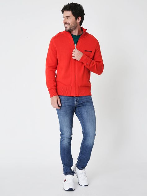 Sweater Monotipocon Cierre Rojo Tommy Hilfiger-2