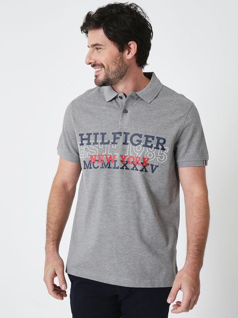 Polo Regular Fit Monotype Logo Gris Tommy Hilfiger-0