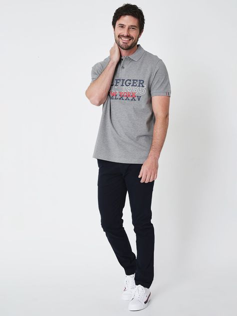 Polo Regular Fit Monotype Logo Gris Tommy Hilfiger-2