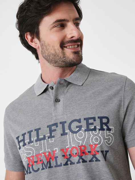 Polo Regular Fit Monotype Logo Gris Tommy Hilfiger-3