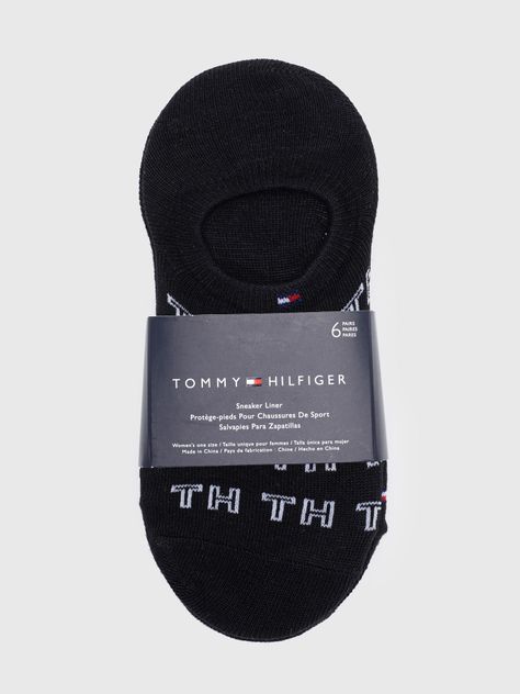 Pack 6 Calcetin Sport Print Logo Negro Tommy Hilfiger-1