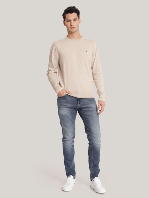 Sweater De Punto Mouliné C-Neck Beige Tommy Hilfiger-1