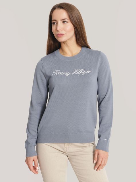 Sweater Solid Con Logo Gris Tommy Hilfiger-0