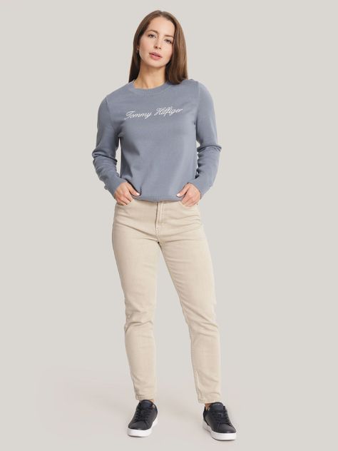 Sweater Solid Con Logo Gris Tommy Hilfiger-1