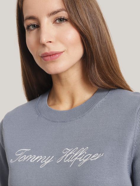 Sweater Solid Con Logo Gris Tommy Hilfiger-3