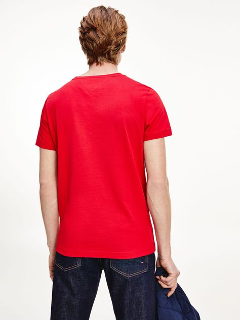 Polera Organic Cotton Con Logo Slim Rojo Tommy Hilfiger-1