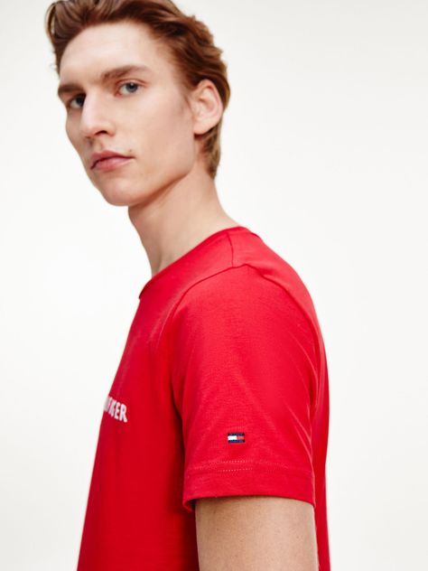 Polera Organic Cotton Con Logo Slim Rojo Tommy Hilfiger-2