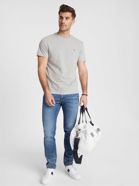 Polera Essential Cotton C- Slim Fit Gris Tommy Hilfiger-1