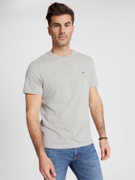 Polera Essential Cotton C- Slim Fit Gris Tommy Hilfiger-0