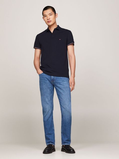 Polo De Corte Tapeta A Contraste Azul Tommy Hilfiger-1