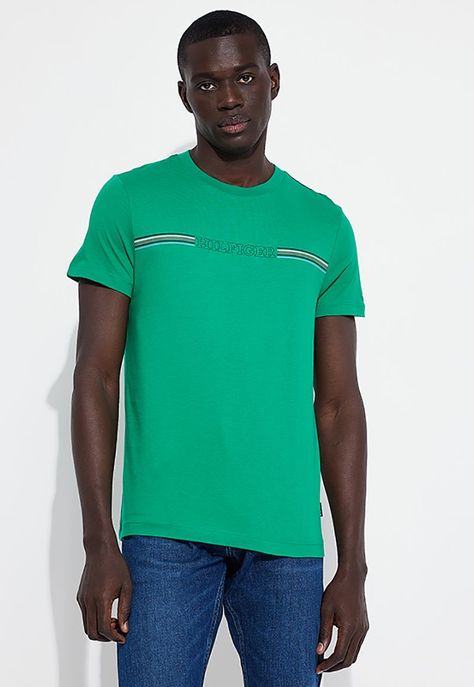 Polera Logo Stripe Slim Fit Verde Tommy Hilfiger-0