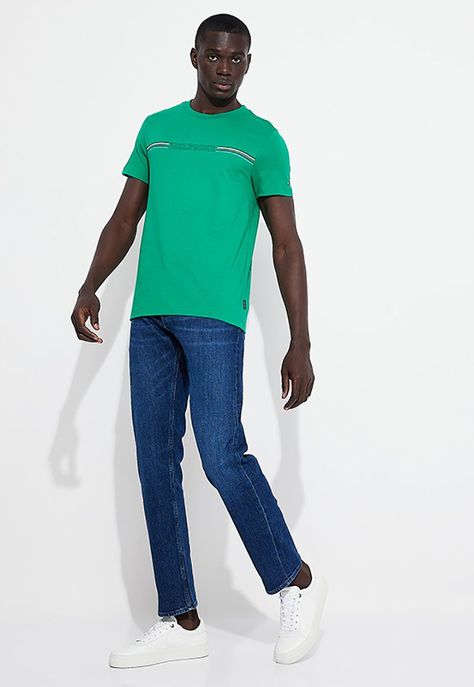 Polera Logo Stripe Slim Fit Verde Tommy Hilfiger-1