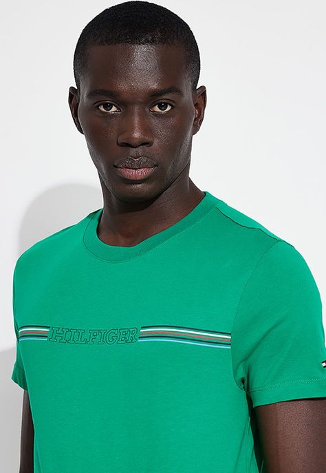 Polera Logo Stripe Slim Fit Verde Tommy Hilfiger-3