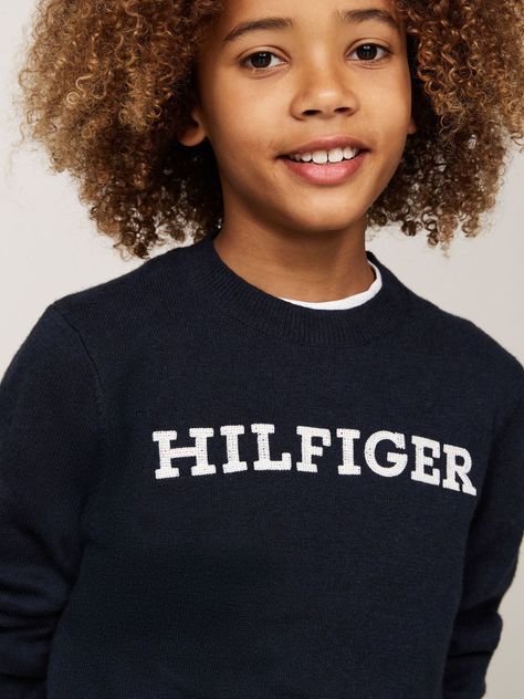 Sweater Con Logo Monotype Azul Tommy Hilfiger-3