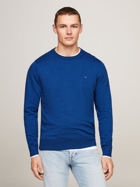 Sweater De Punto Mouliné C-Neck Azul Tommy Hilfiger-0
