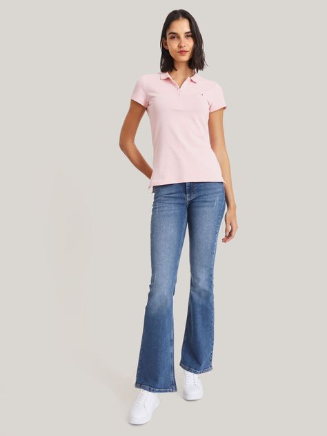 Polo Solid Slim Fit Con 5 Botones Rosado Tommy Hilfiger-1