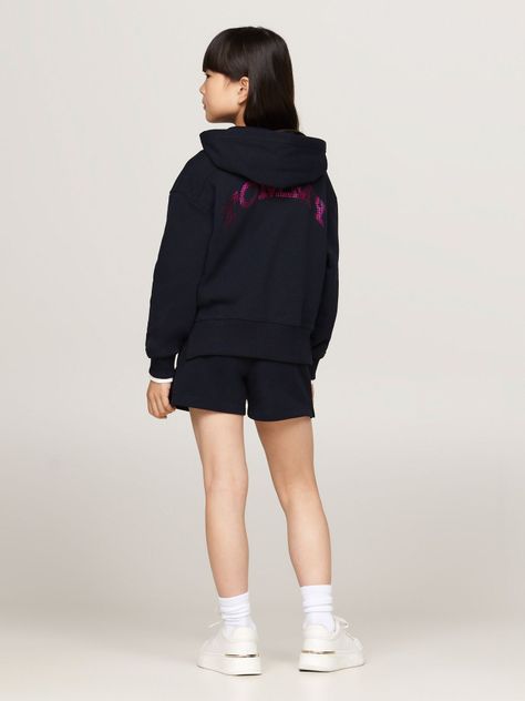 Polerón Hoodie De Niña Varsity Logo Azul Tommy Hilfiger-2