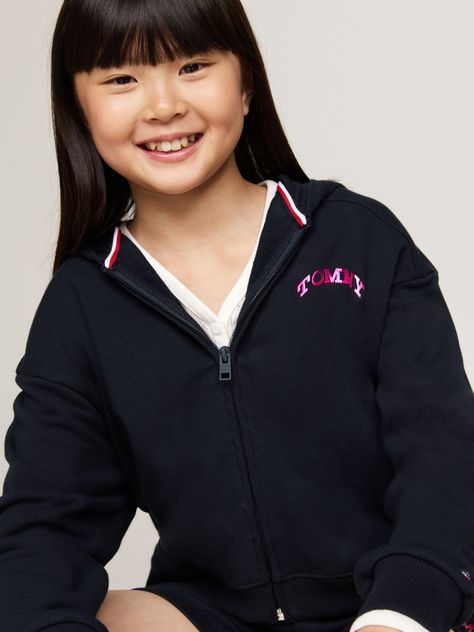 Polerón Hoodie De Niña Varsity Logo Azul Tommy Hilfiger-3
