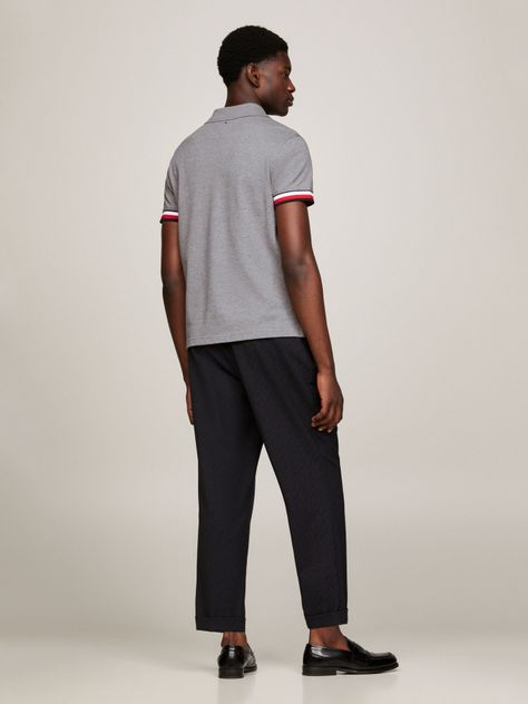 Polo Ribeteado Corte Slim Y Logo Gris Tommy Hilfiger-2