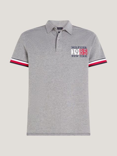 Polo Ribeteado Corte Slim Y Logo Gris Tommy Hilfiger-4