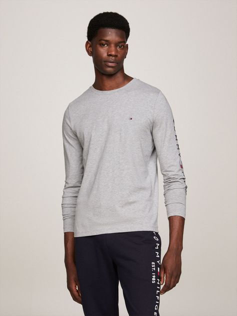 Polera Essential Flag Logo Gris Tommy Hilfiger-0