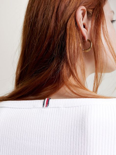 Polera Acanalada Slim Fit Con Logo Blanco Tommy Hilfiger-4