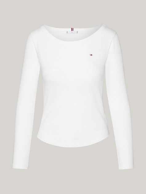 Polera Acanalada Slim Fit Con Logo Blanco Tommy Hilfiger-5