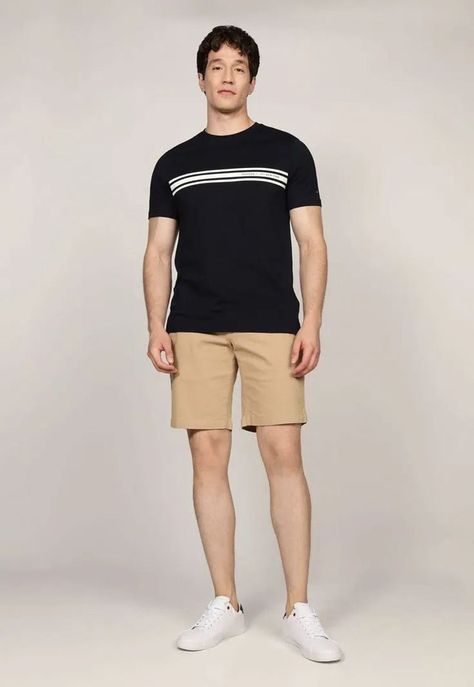 Polera Central Chest Stripe Logo Azul Tommy Hilfiger-1