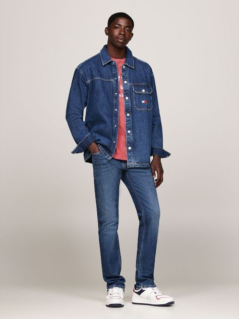 Camisa Essential Denim Casual Fit Azul Tommy Hilfiger-1