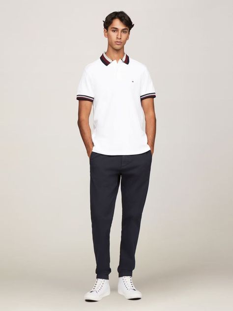 Polo Two Tone Con Regular Fit Blanco Tommy Hilfiger-1