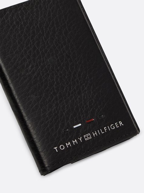 Tarjetero Logo Metalico De Cuero Negro Tommy Hilfiger-2