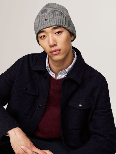 Gorro Solid Y Logo Gris Tommy Hilfiger-1