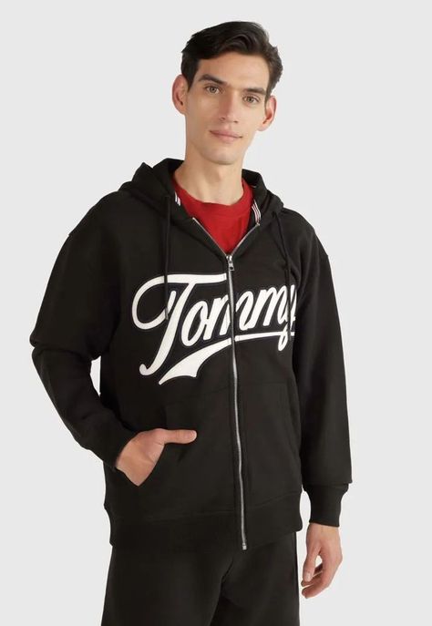 POLERÓN HOODIE LETTERMAN CIERRE NEGRO TOMMY JEANS-0