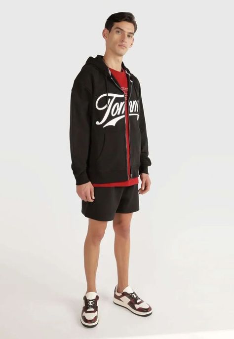 POLERÓN HOODIE LETTERMAN CIERRE NEGRO TOMMY JEANS-1