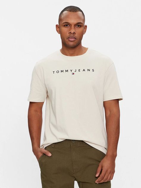 Polera Regular Linear Logo Beige Tommy Jeans-0