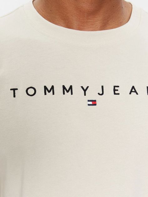Polera Regular Linear Logo Beige Tommy Jeans-3