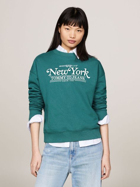Polerón Relaxed Varsity Logo Verde Tommy Jeans-0