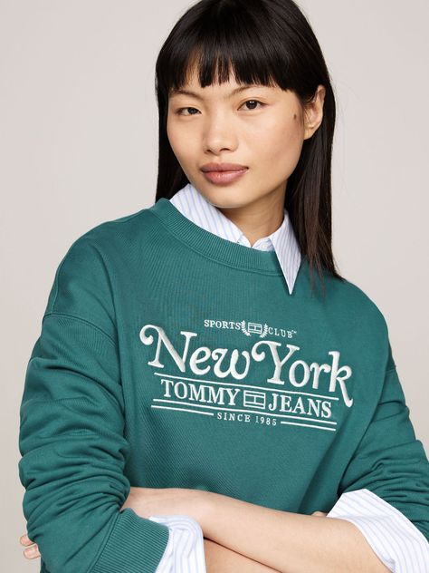 Polerón Relaxed Varsity Logo Verde Tommy Jeans-3