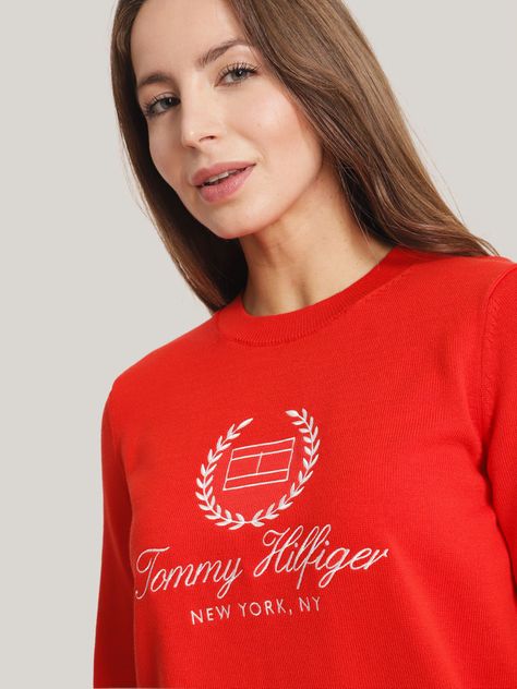 Sweater Laurel Script Logo Rojo Tommy Hilfiger-3
