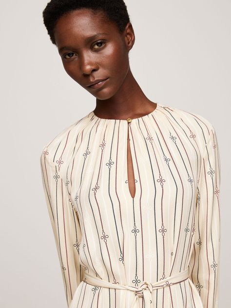 Vestido Fruncido De Corte Evasé Beige Tommy Hilfiger-2