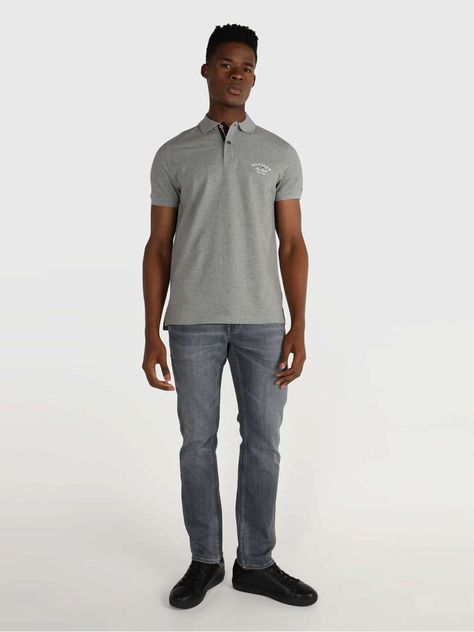 Polo Logo Bordado Regular Fit Gris Tommy Hilfiger-1