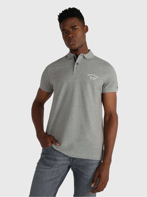 Polo Logo Bordado Regular Fit Gris Tommy Hilfiger-0