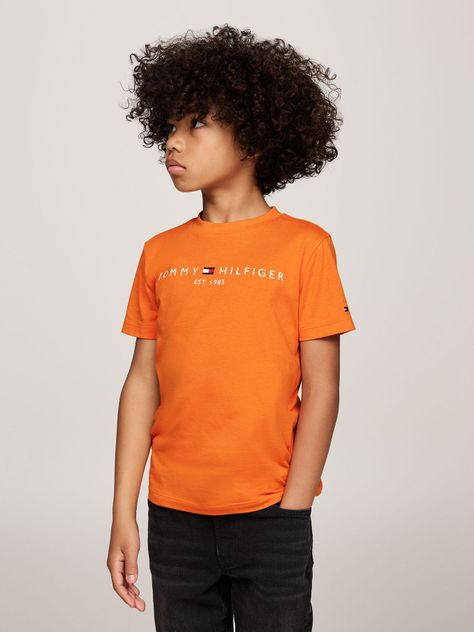 Polera Niño Essential Con Logo Naranjo Tommy Hilfiger-0