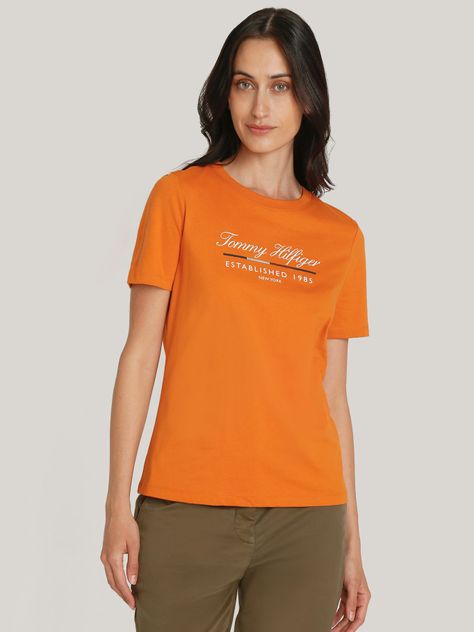 Polera Con Logo Gráfico Script Naranjo Tommy Hilfiger-0