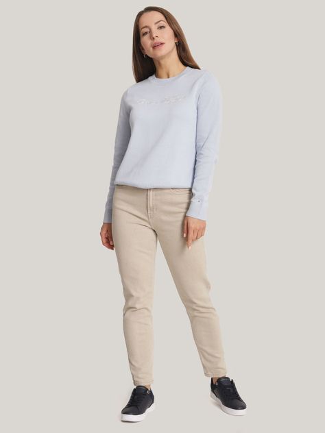 Sweater Solid Con Logo Celeste Tommy Hilfiger-1