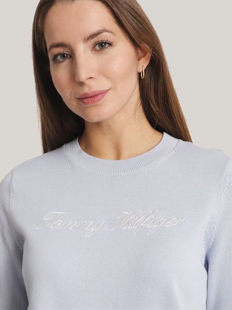 Sweater Solid Con Logo Celeste Tommy Hilfiger-3