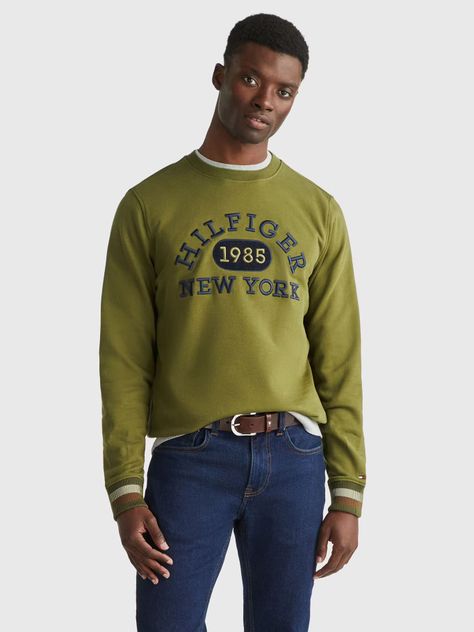 Polerón Collegiate Monotype Logo Verde Tommy Hilfiger-0