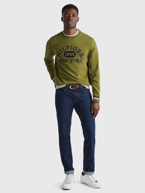 Polerón Collegiate Monotype Logo Verde Tommy Hilfiger-1